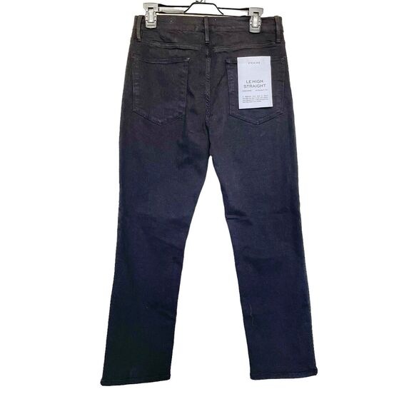 Frame Womens Jeans Denim Size 30 High Rise Slim Straight Black Relaxed Ankle - Picture 2 of 14
